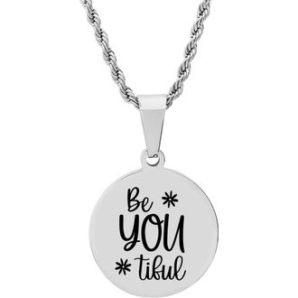 HMY Jewelry Stainless Steel Be You Tiful Pendant Necklace in Metallic at Nordstrom Rack