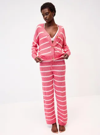 PJ Salvage Womens Pink stripes knit lounge pant