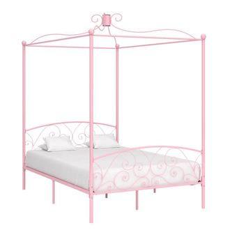 vidaXL Estructura Cama Con Dosel Sin Colch&oacute;n Metal Rosa 140x200 Cm Vidaxl