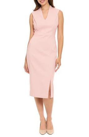 London Times Gingham Pleated Shoulder Sheath Dress in Bridal Rose/Oyster White at Nordstrom Rack, Size 10