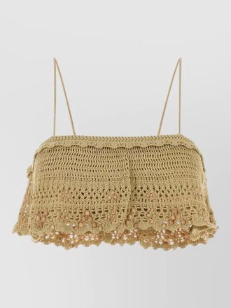 Isabel Marant crochet oraviel crop top ruffled hem straps