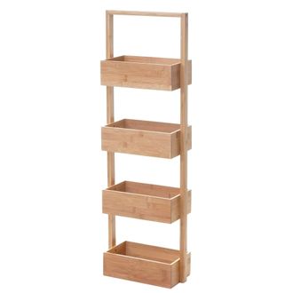Hhg Hhg - Nunca Usado] Estanter&iacute;a 726, Estanter&iacute;a De Pie Estanter&iacute;a De Ba&ntilde;o Estanter&iacute;a De Almacenaje Estanter&iacute;a De Sal&oacute;n Con 4 Cestas, Bamb&uacute; 88x28x15cm