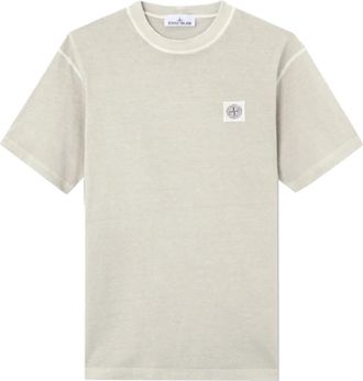 Stone Island Logo Katoenen T-Shirt - Heren - T-shirts - Grijs - 2XL - Katoen - Tops
