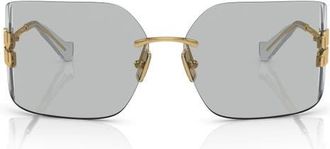 Miu Miu 80mm Oversize Irregular Sunglasses in Gold /Light Grey at Nordstrom