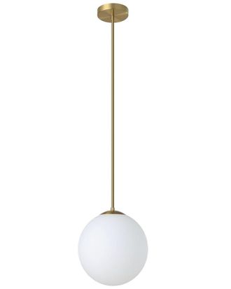 Eglo Eglo Rondo 1 Light Pendant With Brushed Brass Finish & White Glass Shade