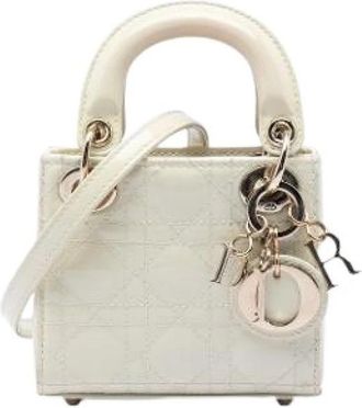 Dior Pre-owned Lady Dior Mini Bag - Dames - Vintage Mini Tas - Wit - ONE Size - Leer - Vintage