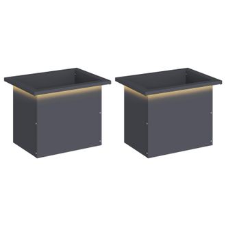 vidaXL Jardinera Para Jard&iacute;n Con Luces Led 2 Uds. Antracita Vidaxl