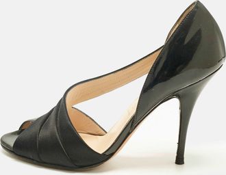 Casadei Black Satin Cut Out Dorsay Pumps