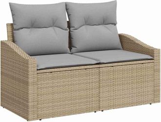 vidaXL Garden Sofa Set with Cushion 9 pcs Beige Poly rattan vidaXL