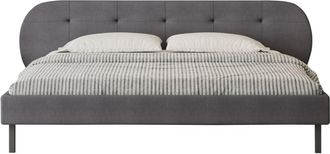 Concept Usine Cama tapizada 140x190cm gris con cabecero y somier