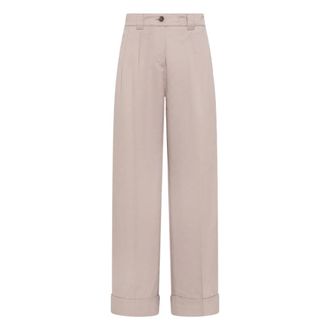 Seventy Wide Trousers, female, Beige, Size: 2XL Wide Cotton-Linen Trousers