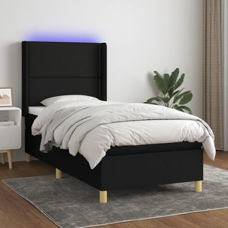 vidaXL Vidaxl - Cama Box Spring Colch&oacute;n Y Luces Led Tela Negro 100x200 Cm
