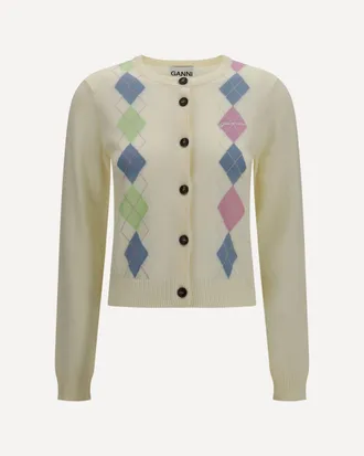Ganni Diamond-pattern Cardigan Female L