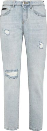 Philipp Plein Boyfriend Statement - Dames - Cropped Jeans - Blauw - W29 - Katoen - Jeans