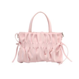 Generic Pleated Handbag for Women for Party Wedding Clutches Bag Tote Bag (Pink)