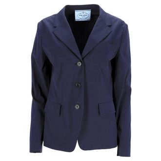 Prada Prada Effen Blazer in Marineblauwe Katoen