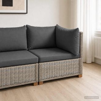 vidaXL Vidaxl Divano Angolare Con Cuscini Gendt Rattan Naturale Grigio Kubu