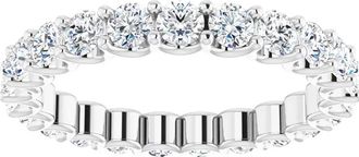 Pompeii3 1 1/2Ct Natural Diamond Certified Eternity Ring Wedding 14k White Gold Size 4 Size: 4