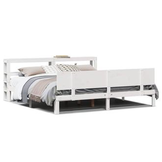 Berkfield Home Bed Frame with Headboard without Mattress White 200x200 cm