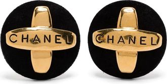 Chanel Orecchini a clip con logo inciso anni 1992 - Oro