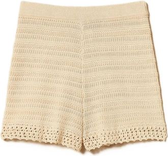 Twinset Gebreide Shorts - Dames - Bermuda - Beige - M - Korte Broeken