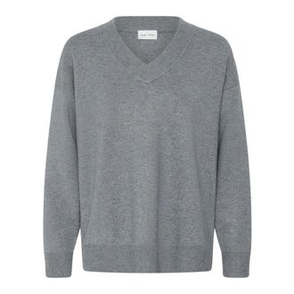 Part Two Chantally PW Pullover - Dames - V-hals truien - Grijs - L - Leer - Truien & Vesten