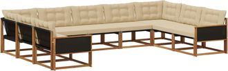 vidaXL Conjunto De Sof&aacute;s De Exterior 9 Uds. Natural Y Beige Vidaxl