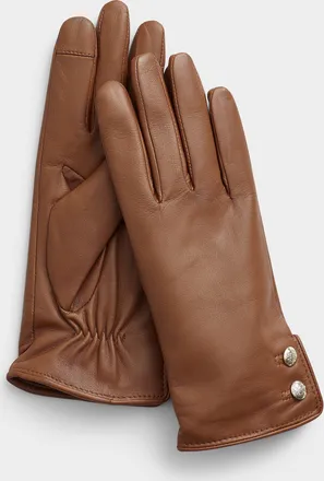 Lauren Ralph Lauren Womens Logo button leather gloves