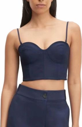 Everlane The Structured Cotton Bustier Top In Navy
