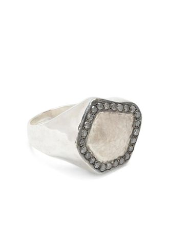 Rosa Maria Gehamerde ring met diamant - Zilver