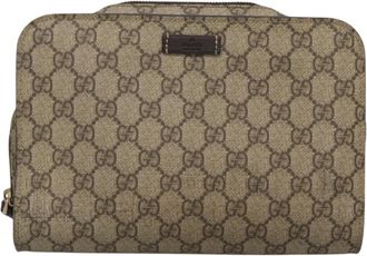 Gucci Gg Supreme Beige Canvas Clutch Bag (Pre-Owned)