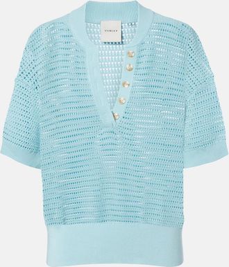 Varley Callie open-knit cotton polo sweater