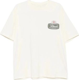 Rhude Logo Bedruikt T-shirt met Ronde Hals - Heren - T-shirts - Wit - M - Katoen - Tops