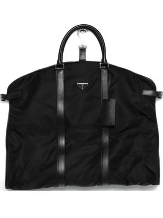 Prada triangle-logo travel bag - men - Nylon/Saffiano Leather - OS - Black