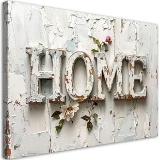 Feeby Cuadro Sobre Lienzo, Cartel De Casa Tipograf&iacute;a Shabby Chic, 120x80