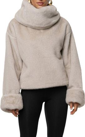 JLUXLABEL Turtleneck Faux Fur Pullover in Gray at Nordstrom, Size Medium
