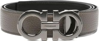 Ferragamo Grey Logo Buckle Belt