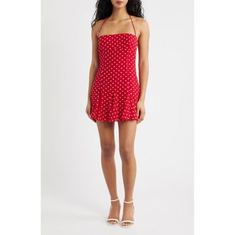 Princess Polly Delamere Polka Dot Halter Minidress in Red Polka at Nordstrom, Size 10