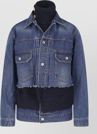 sacai denim turtleneck hybrid jacket