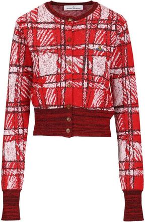 Vivienne Westwood Truien & Vesten, Dames, Veelkleurig, S, Wol, Scribble Check Cardigan