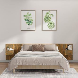 vidaXL Vidaxl - Testiera Letto con Comodini in Legno Multistrato Rovere Fumo