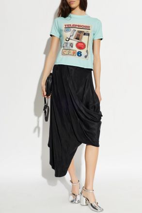 Maison Margiela T-shirt With Print, Womens, Light Blue