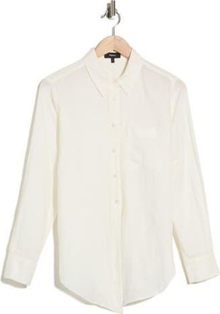 Theory Hekanina Linen Blend Button-Up Shirt in Ivory at Nordstrom Rack, Size X-Large