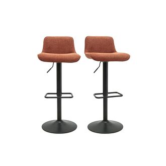 Miliboo Taburetes De Bar Ajustables Y Giratorios 360&deg; En Tela Efecto Terciopelo Texturizado Tierra Quemada Y Metal Negro (juego De 2) Boost