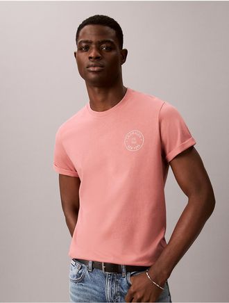 Calvin Klein Jeans Calvin Klein Mens Travel Stamp Graphic Logo Tee - Medium Red - 2XL