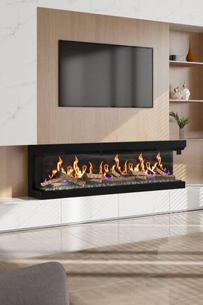 Living and Home 180cm 3-Sided Smart Electric Fireplace with Remote Control in Black