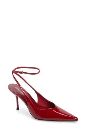 Jeffrey Campbell Executive Ankle Strap Pointed Toe Slingback Pump in Cherry Red Patent at Nordstrom Rack, Size 8