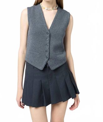 Guest In Residence Tailored V-Neck Vest In Charcoal