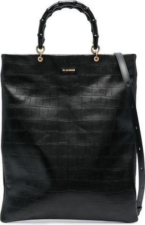 Jil Sander Bamboo Shopper Medium Tas - Dames - Shoppers - Zwart - ONE Size - Leer - Tassen