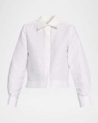 Dice Kayek Pleated Cotton Poplin Button-Down Shirt